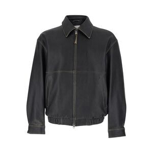 Dunst Men Black Leather Classic Collar Jacket For Men